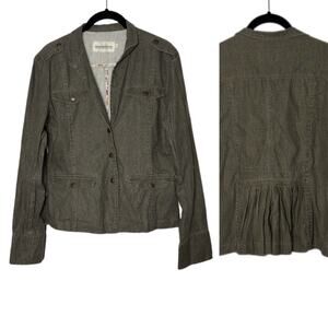 Maestro Green Linen Cotton Jacket Women's Size Medium Ruffled Y2K Boho